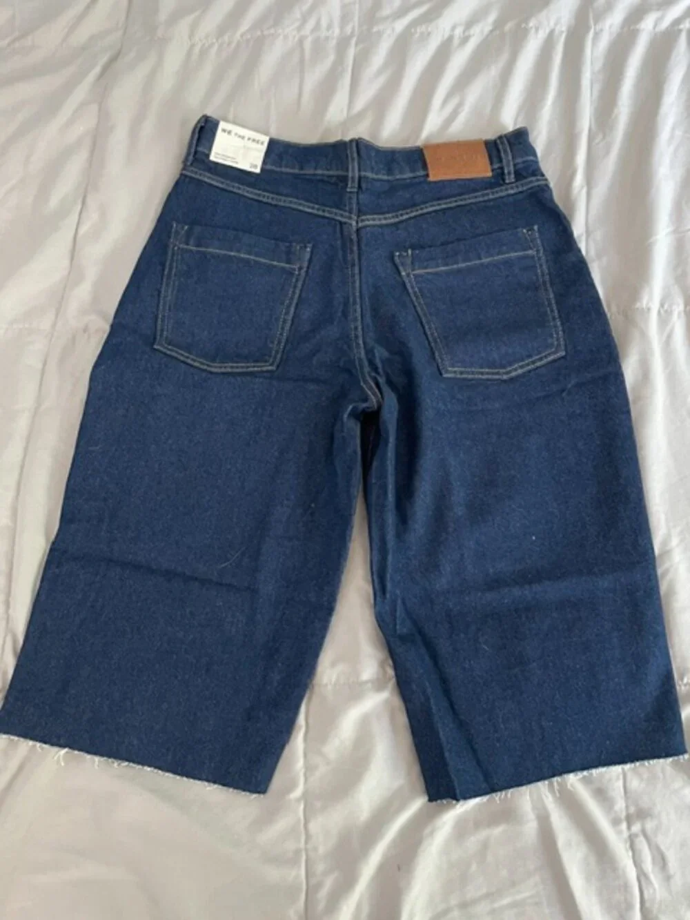 Free People Dark Blue High-Waist Denim Shorts